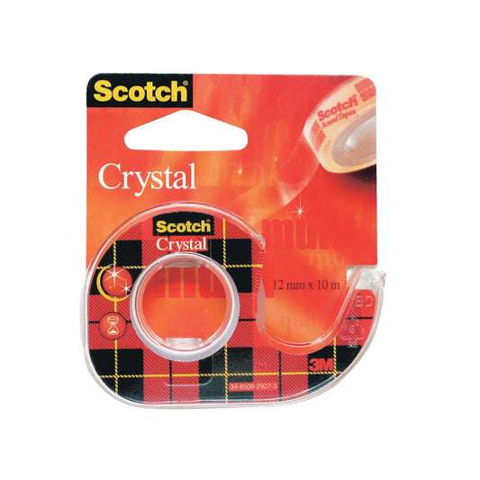 Kontorstejp Scotch 600 Crystal Med Hållare 12mm x 10m