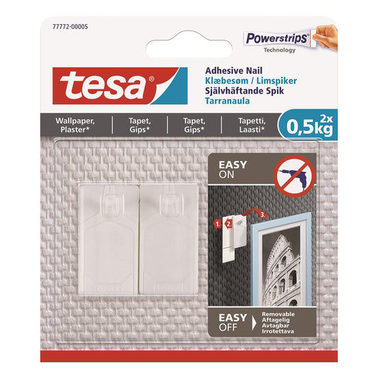 Självhäftande Spik Tesa Powerstrips Tapet/Gips 0,5kg