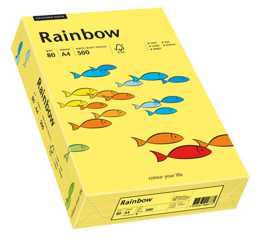 Papper Rainbow A4 80g gul 500ark/fp