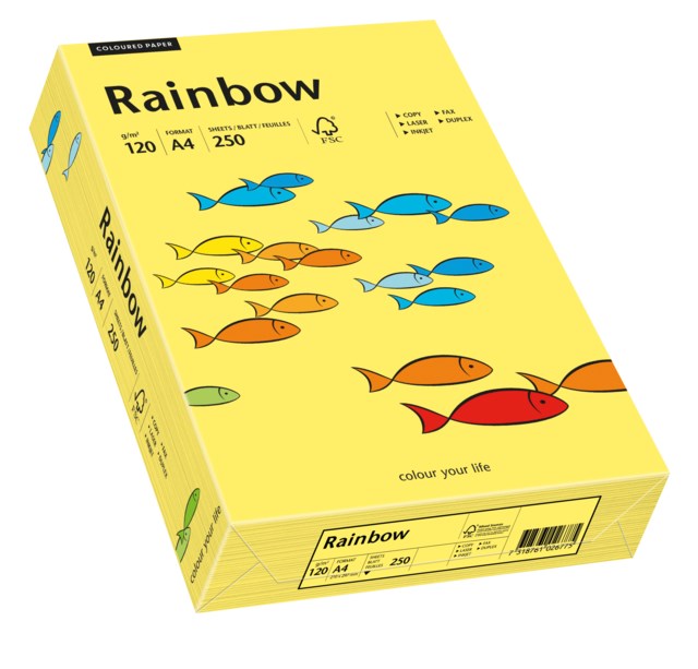 Papper Rainbow A4 120g gul 250ark/fp