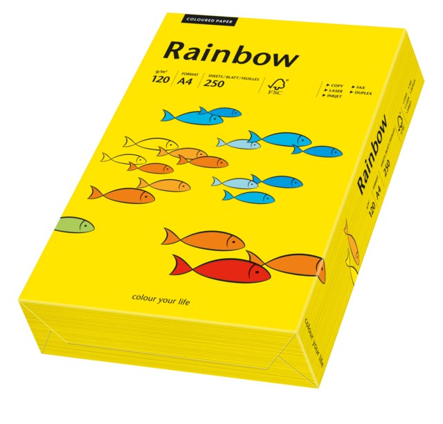 Papper Rainbow A4 120g intensivgul 250ark/fp