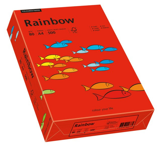 Papper Rainbow A4 80g intensivröd 500ark/fp