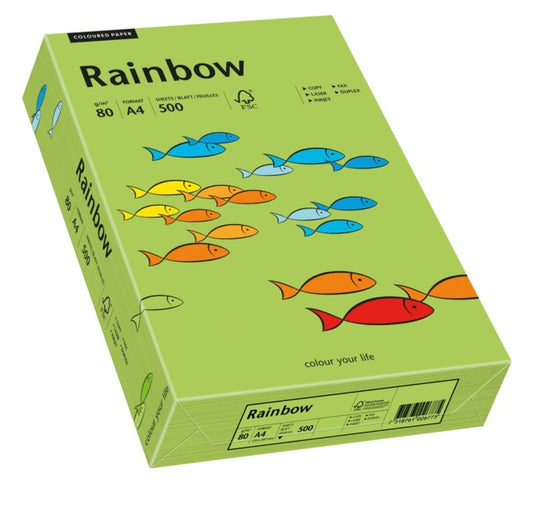 Papper Rainbow A4 80g grön 500ark/fp