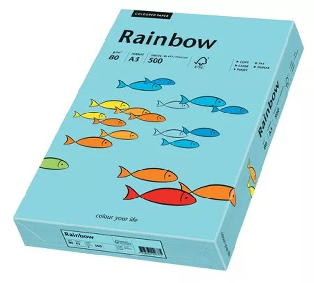 Papper Rainbow A3 80g mellanblå 500ark/fp