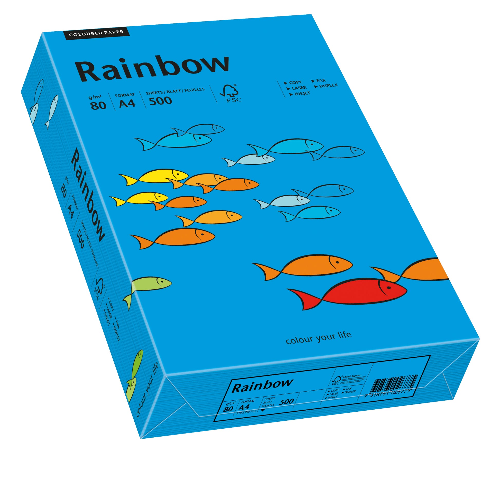 Papper Rainbow A4 80g intensivblå 500ark/fp