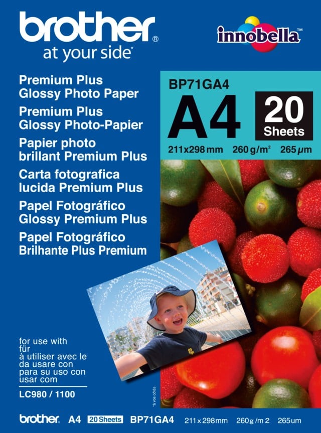 Bläckstrålepapper Brother glossy A4 260g 20ark/fp