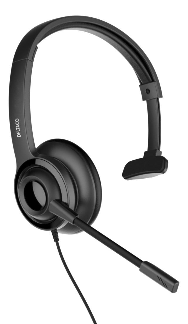 USB Mono Headset Volymkontroll Brusreduc. Mikrofon Svart