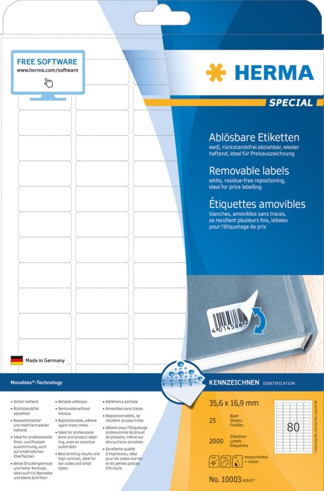 Etikett Herma Special avtagbar 35,6 x 16,9mm 2000st/fp