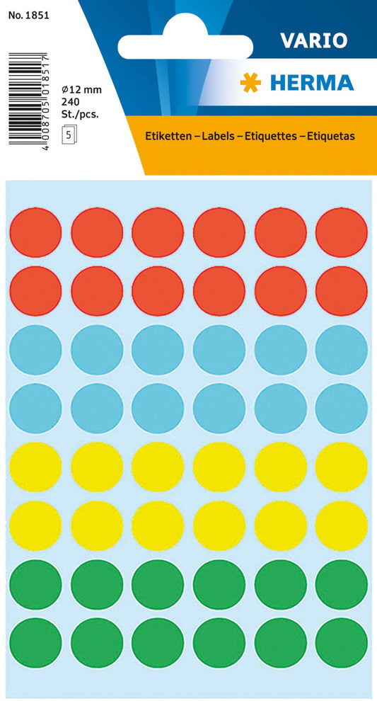 Etikett Färgsignal rund 12mm 4-färg 240/fp