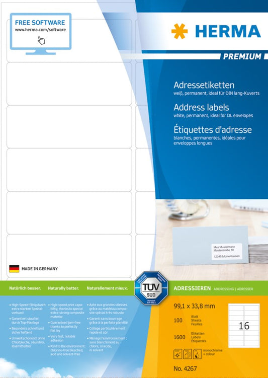 Etikett Herma Premium 99,1 x 33,8mm 1400st/fp