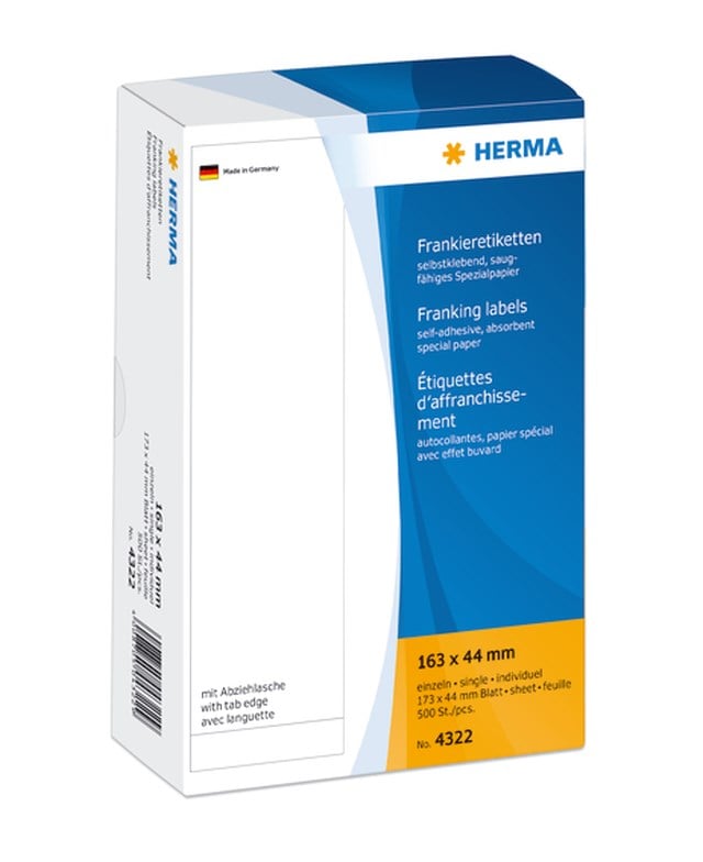 Frankeringsetikett Enkel 163x44mm 500st/fp