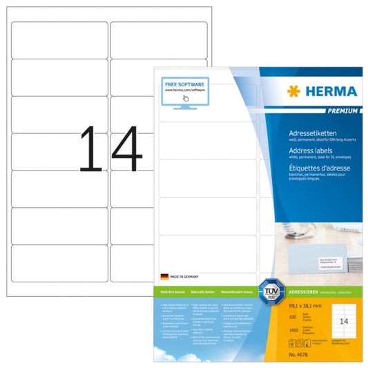 Etikett Herma Premium 99,1 x 38,1mm 1400st/fp