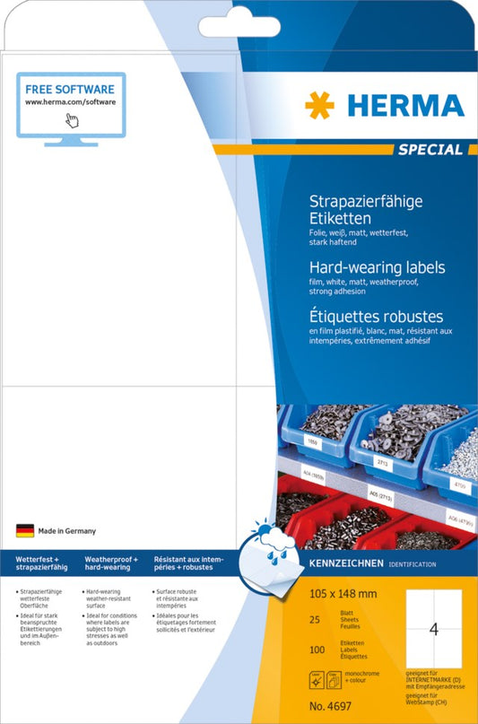 Etikett Herma Special polyesterfilm 105 x 148mm 100st/fp