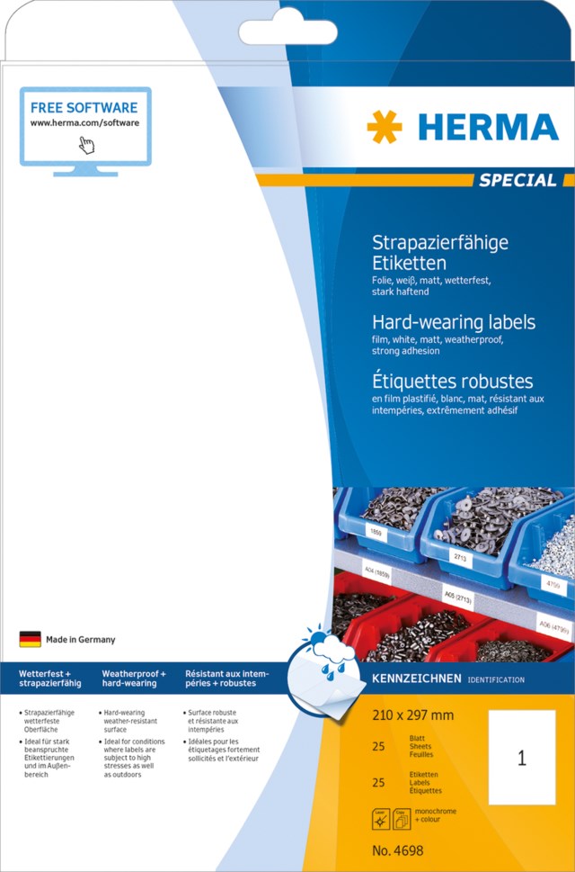 Etikett Herma Special polyesterfilm 210 x 297mm 25st/fp