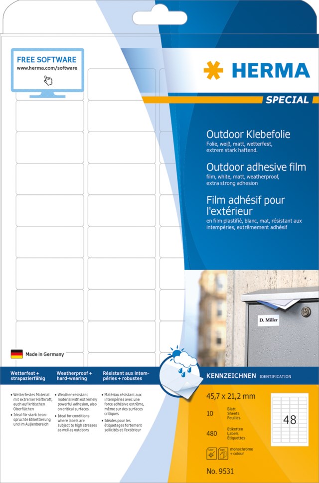 Etikett Herma Special utomhus 45,7 x 21,2mm 480st/fp