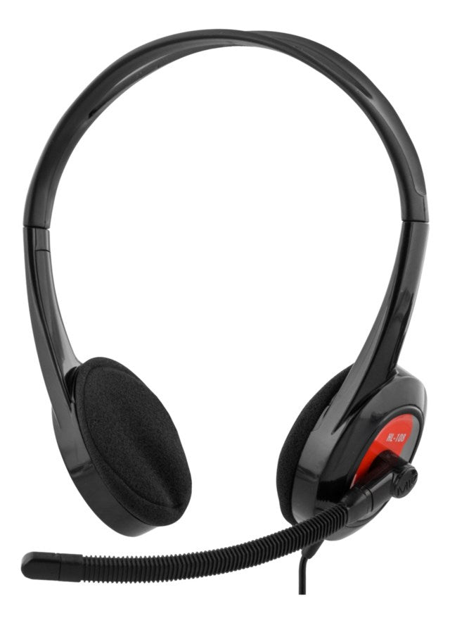 Stereo Headset On-Ear 1x3.5mm 4-Pin 1.8m Svart/Röd