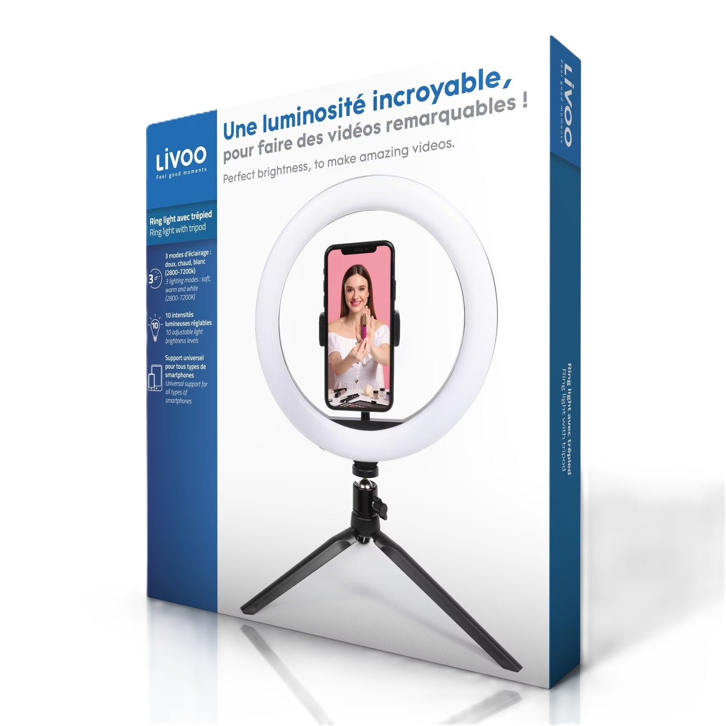Livoo LED Ring Light med Stativ – Professionell belysning för Foto & Video