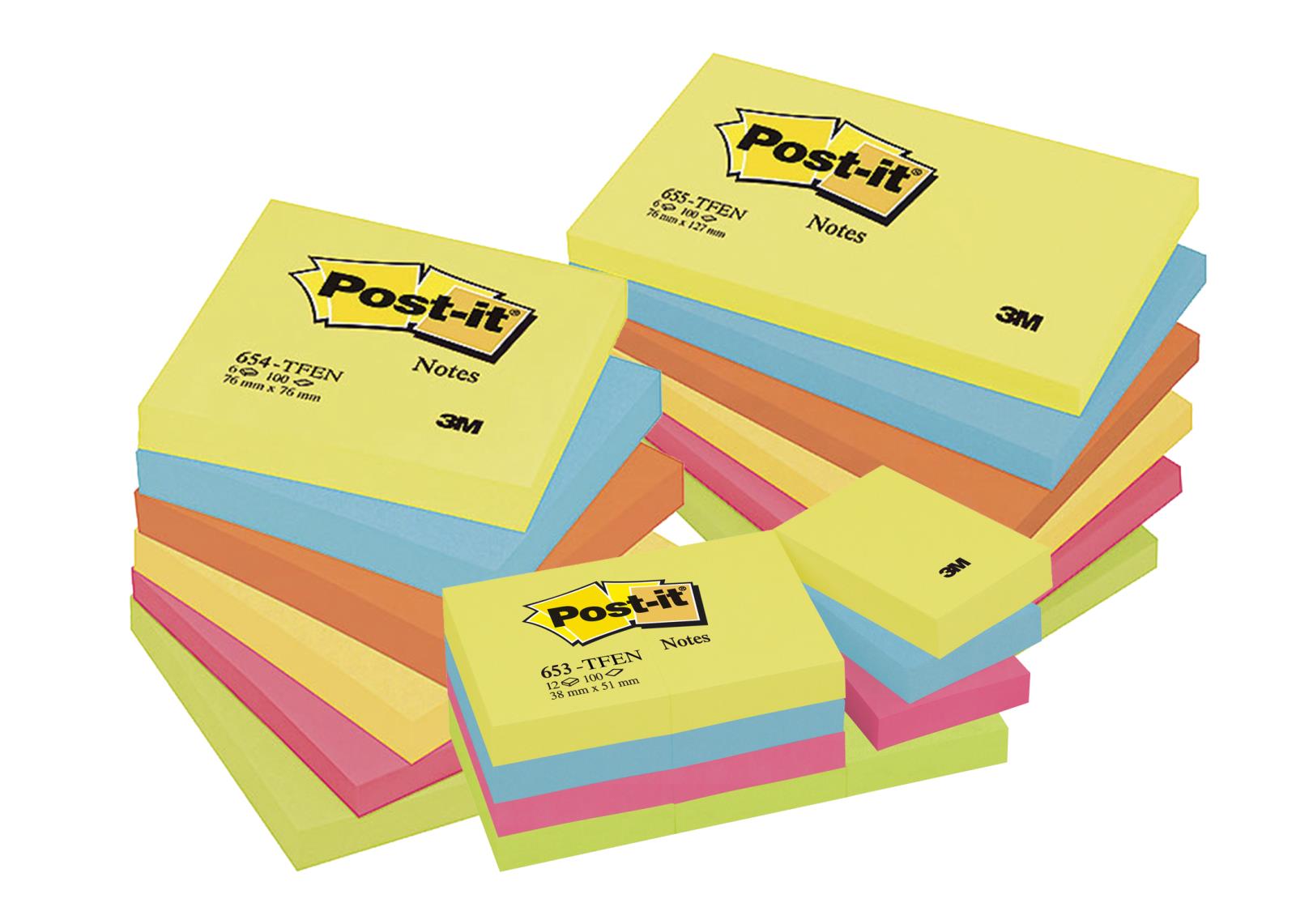 Notisar Post-it Energetic 38x51mm 100 Blad
