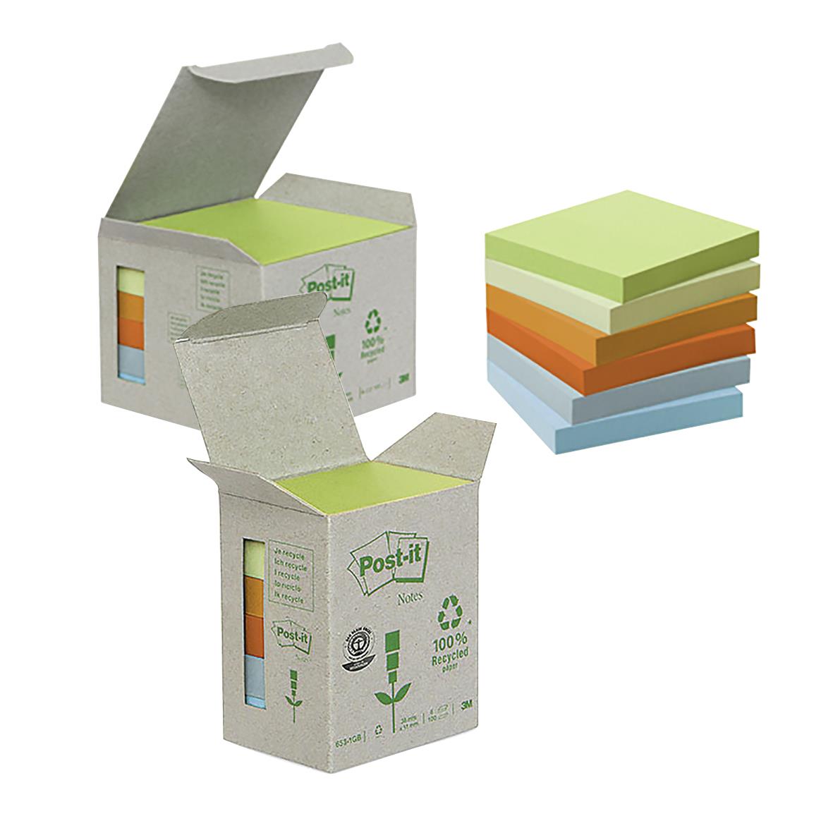 Notisar Post-it Recycled Pastell 38x51mm 100 Blad