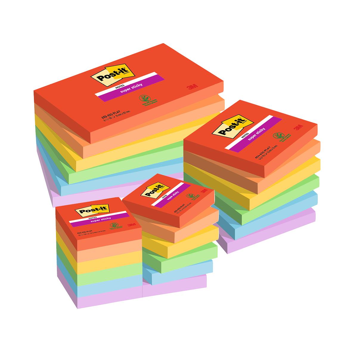 Notisar Post-it Super Sticky Playful 76x76mm 90 Blad