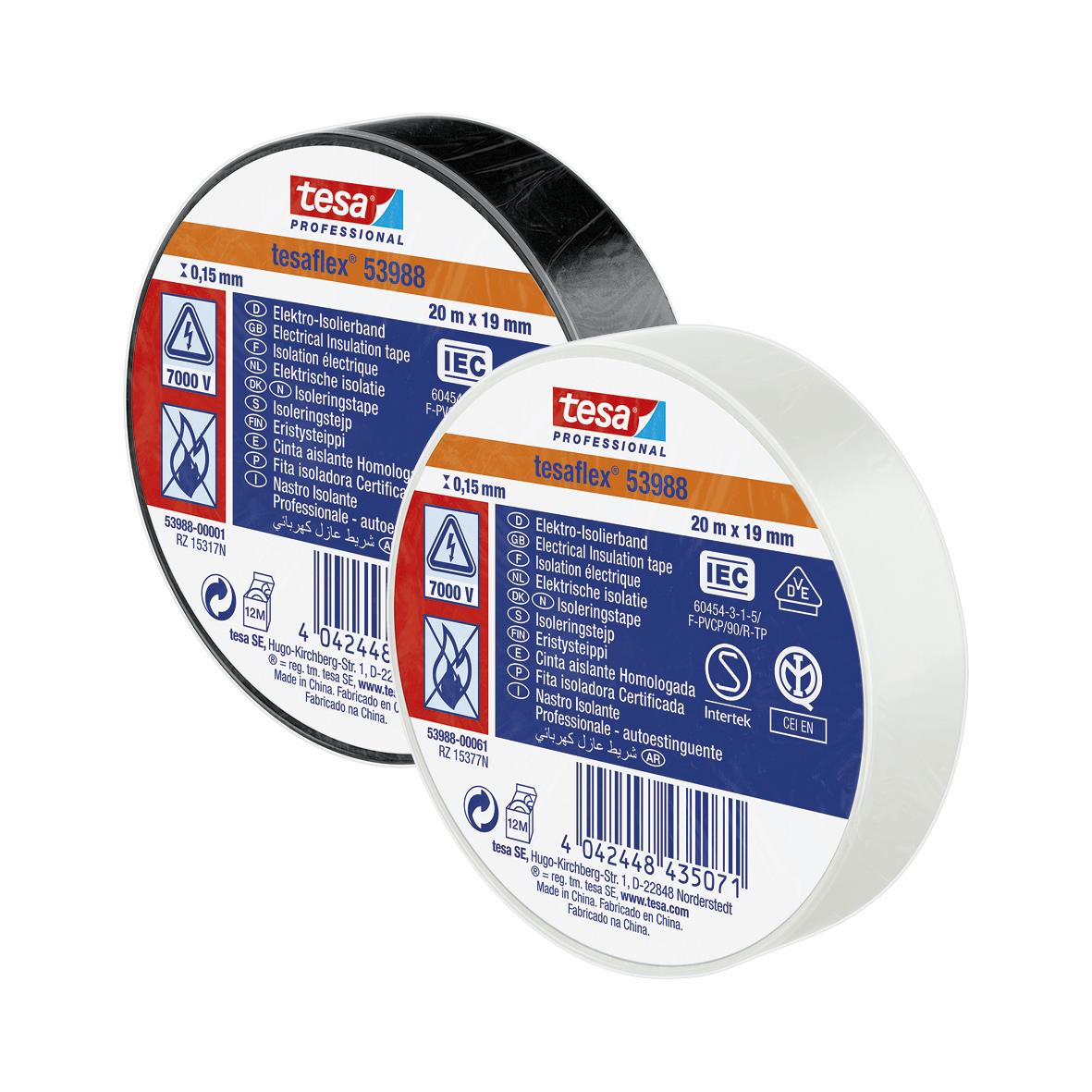 Eltejp Tesa 53988 Professional Semco-Märkt Svart 19mm x 20m