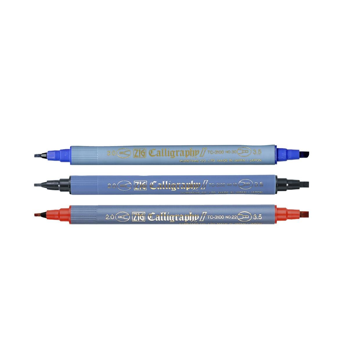 Kalligrafipenna Zig TC-3100 2 Spetsar Blå 2/3,5mm