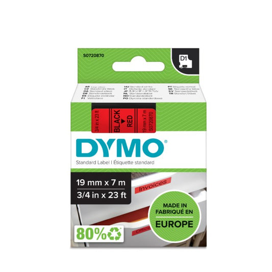 Märkäband Dymo D1 19mm svart/röd