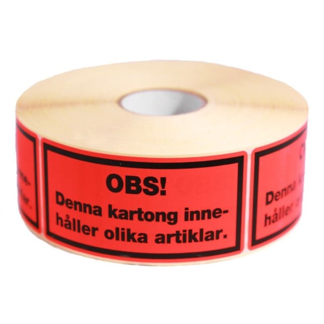 Varningsetikett OBS Denna kart innehåller olika... 1000st/rl
