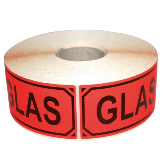 Varningsetikett Glas 1000st/rl