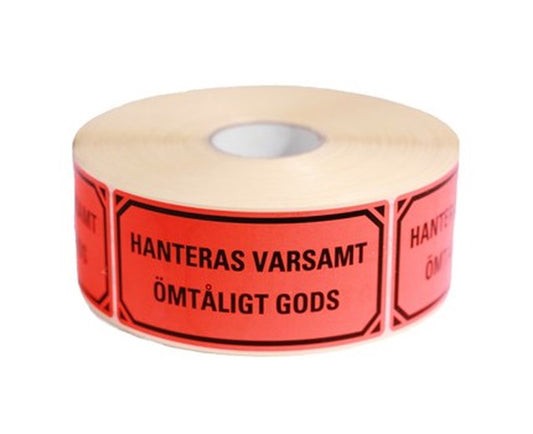 Varningsetikett Hanteras Varsamt, Ömtåligt Gods 1000st/rl
