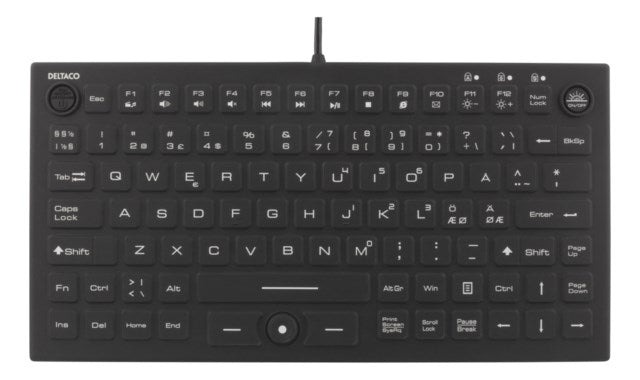 Mini Silikon Tangentbord Spilltåligt Blå LED IP68 Svart