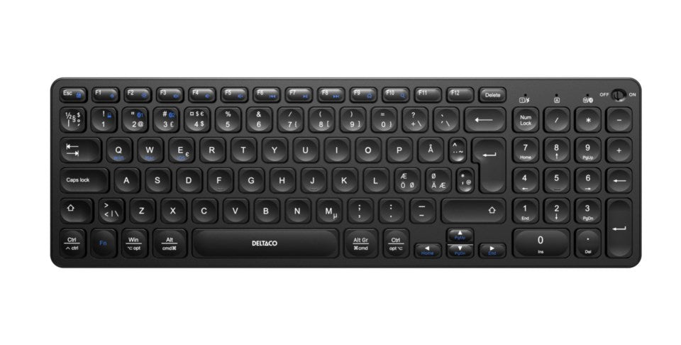 Trådlöst Dubbelläges Lågprofil Tangentbord 2.4G+BT Svart