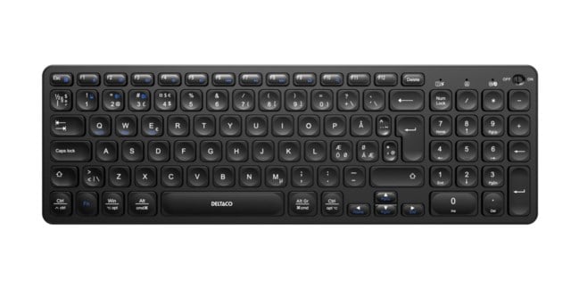 Trådlöst Dubbelläges Lågprofil Tangentbord 2.4G+BT Svart