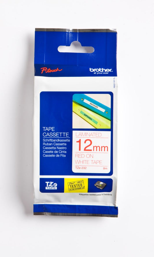 Märkband Brother röd/vit 12mm x 8m